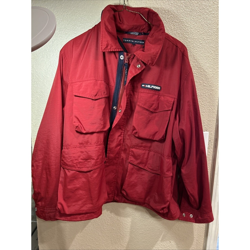 Vintage 90s Tommy Hilfiger  Jacket Windbreaker  Sz XL Zipped in hood